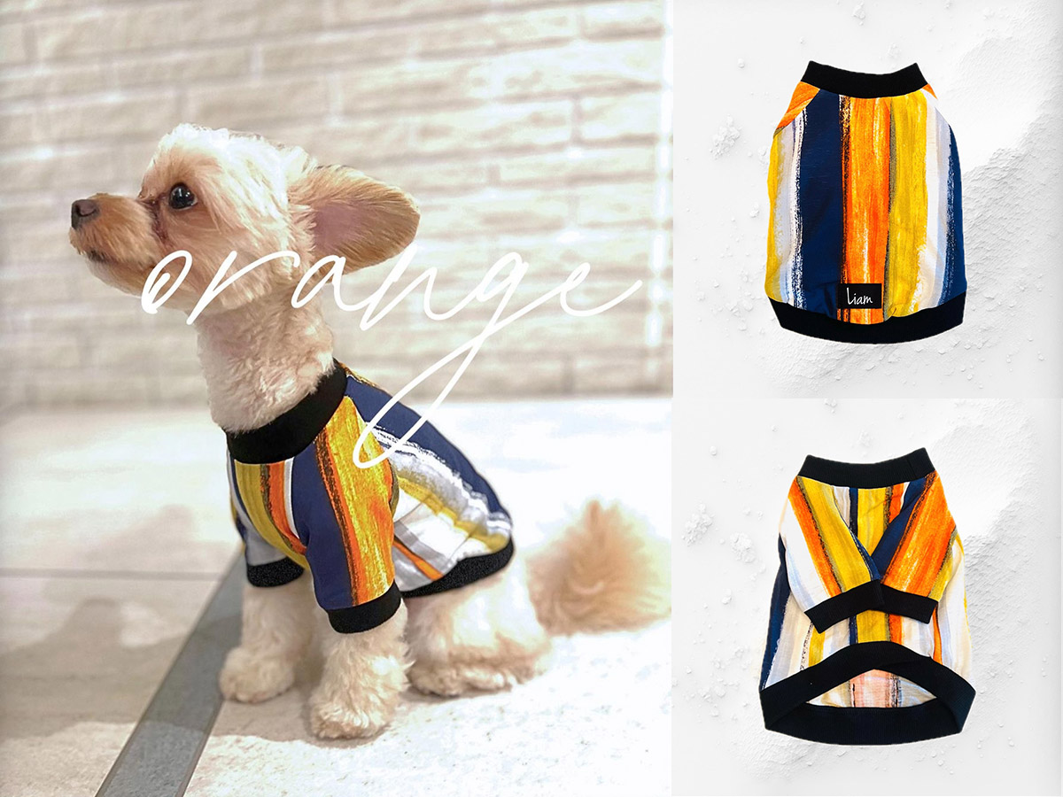 Newパネル柄Tシャツ orange（小型犬）