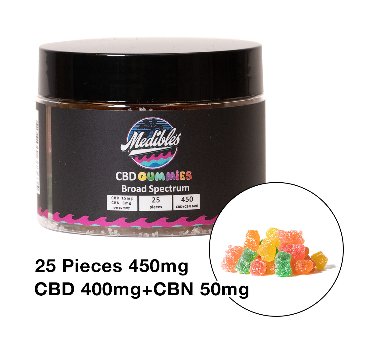 Medibles Broad Spectrum CBD Gummies 25 Pieces 450mg 