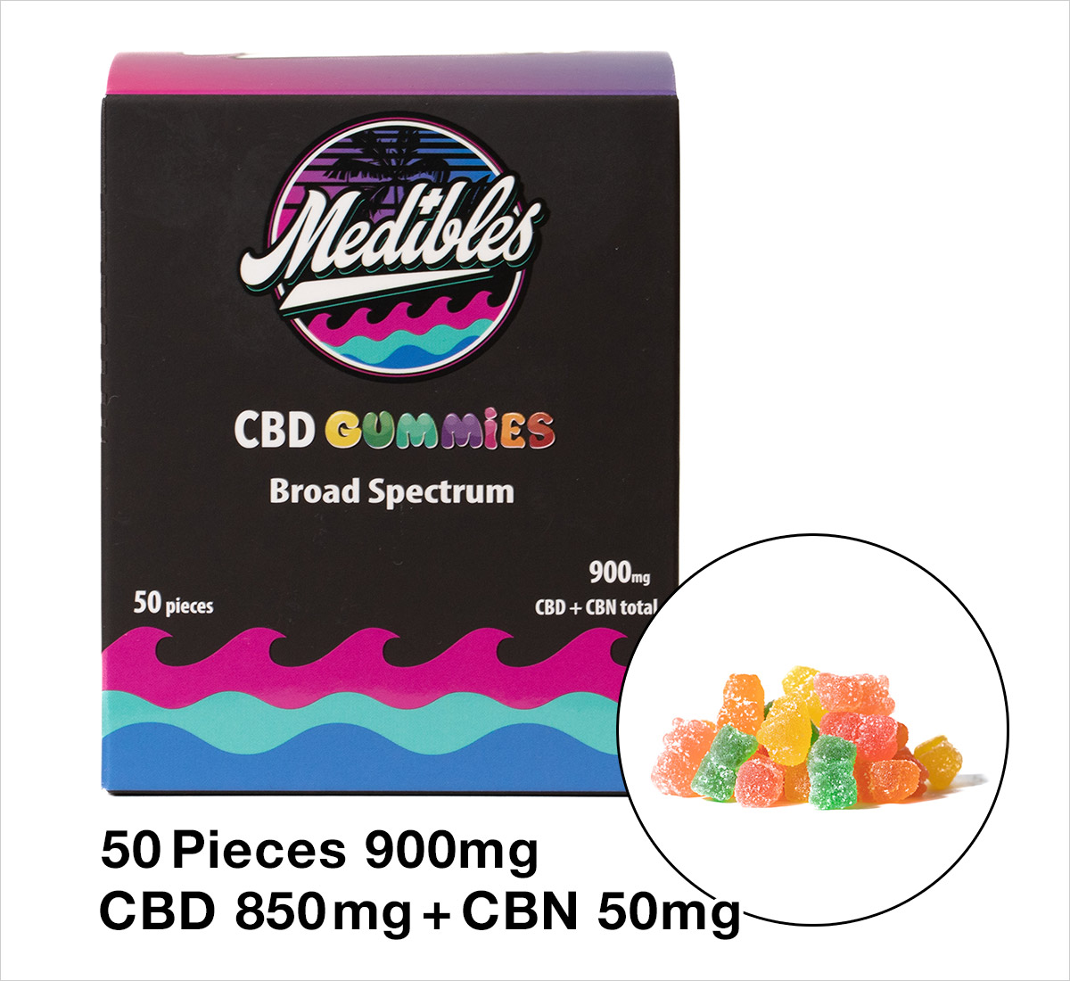 Medibles Broad Spectrum CBD Gummies 50 Pieces 900mg